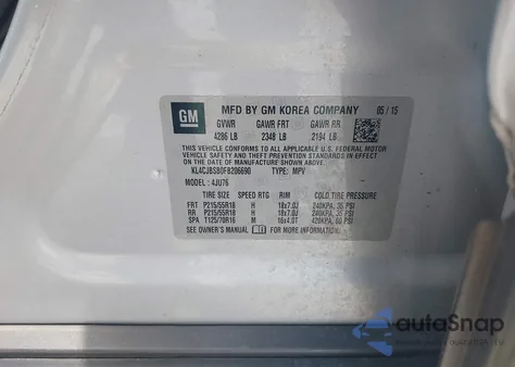 2015 Buick Encore Convenience from USA, damaged, VIN KL4CJBSB0FB206690